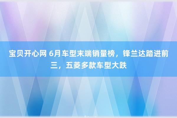 宝贝开心网 6月车型末端销量榜，锋兰达踏进前三，五菱多款车型大跌