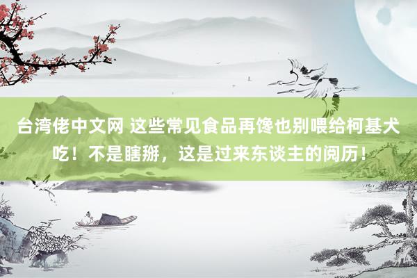 台湾佬中文网 这些常见食品再馋也别喂给柯基犬吃！不是瞎掰，这是过来东谈主的阅历！