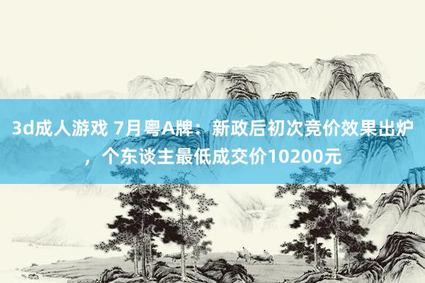 3d成人游戏 7月粤A牌：新政后初次竞价效果出炉，个东谈主最低成交价10200元