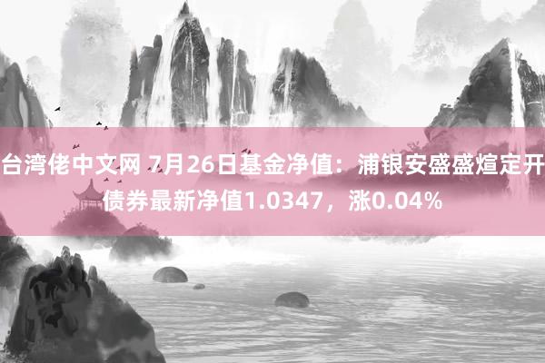 台湾佬中文网 7月26日基金净值：浦银安盛盛煊定开债券最新净值1.0347，涨0.04%