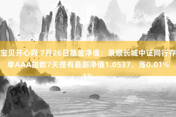 宝贝开心网 7月26日基金净值：景顺长城中证同行存单AAA指数7天捏有最新净值1.0537，涨0.01%