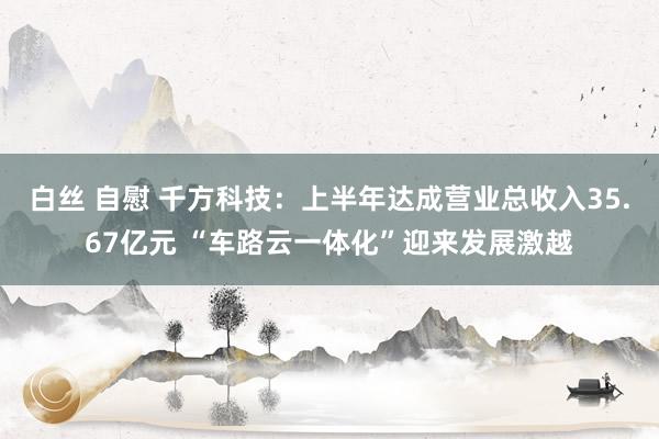 白丝 自慰 千方科技：上半年达成营业总收入35.67亿元 “车路云一体化”迎来发展激越